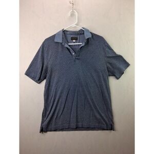 Thomas Dean & Co Performance Polo Shirt Mens Medium Blue Micro Foulard Tennis